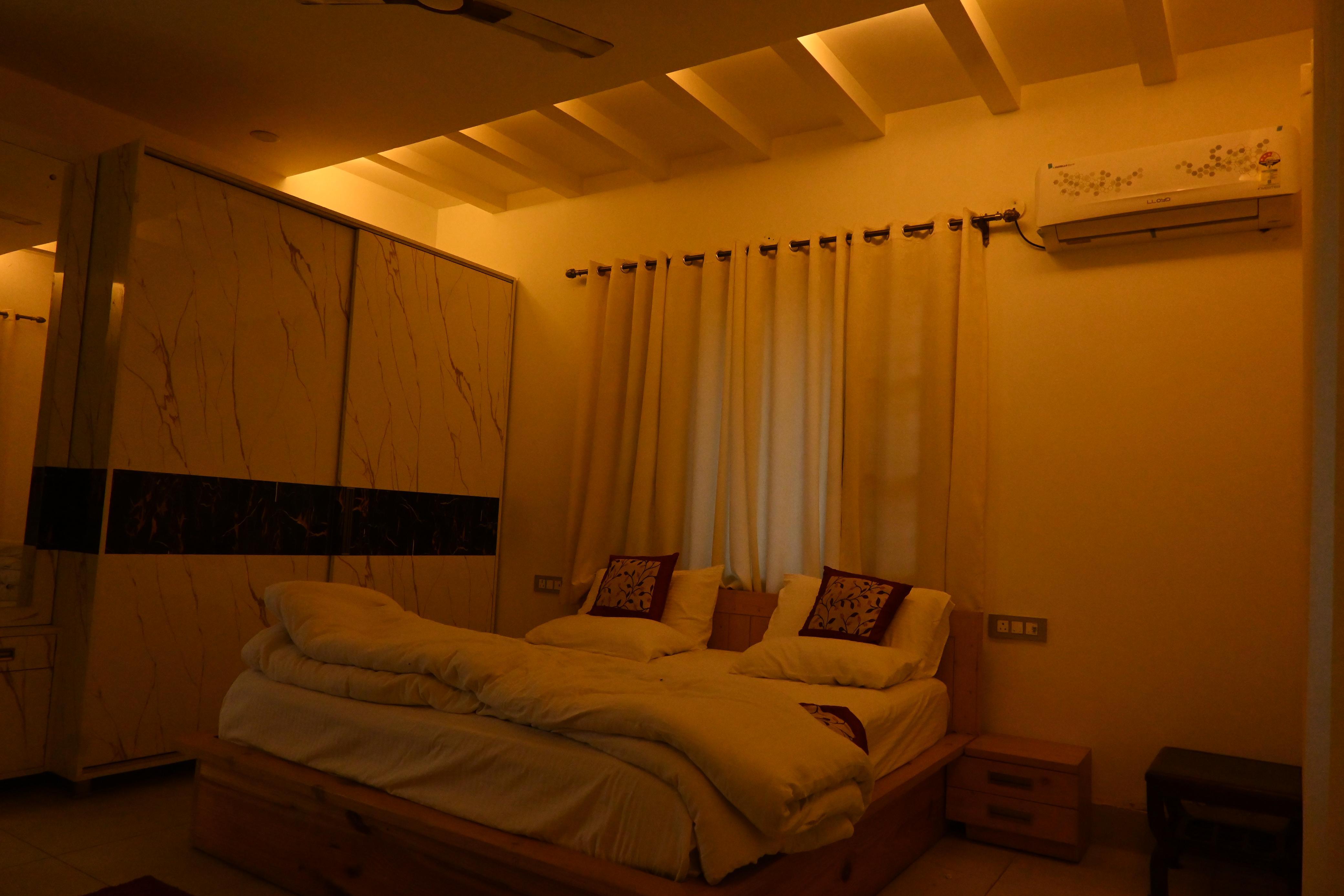 A bedroom at night